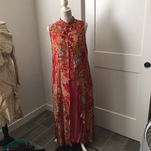 Red either long tunic or dress